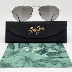 Maui Jim MJ-245-17 Baby Beach Silver Titanium Polarized Grey Aviator Sunglasses